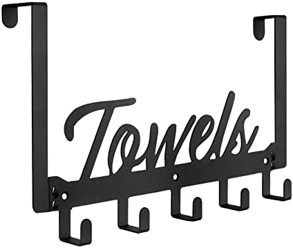 Space-Saving Over-Door Towel Rack with 5 Hooks