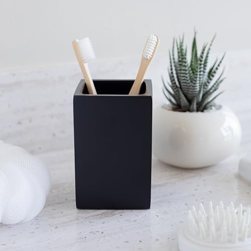 Matte Black Toothbrush and Toothpaste Holder for Bathroom Vanity and Countertop