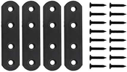 4-Pack Thick Black Iron Flat Mending Plate for Wood Furniture Repair