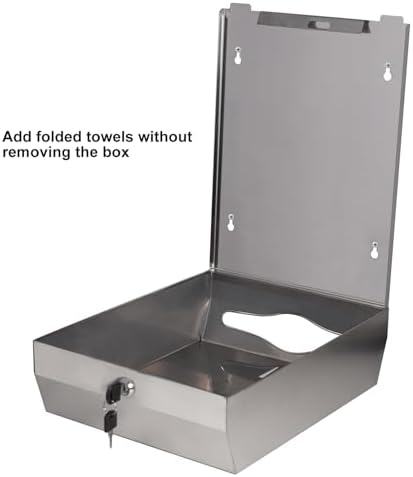 HEY FOLY Commercial Paper Towel Dispenser Wall Mount Touchless Stainless Steel Lock Silver