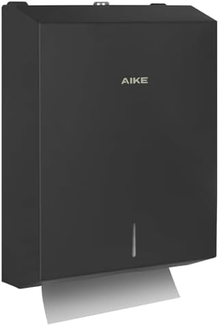 AIKE 400-sheet stainless steel wall mount dispensor with lock black