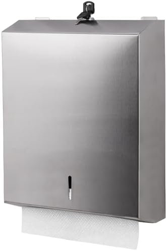 HEY FOLY Commercial Paper Towel Dispenser Wall Mount Touchless Stainless Steel Lock Silver