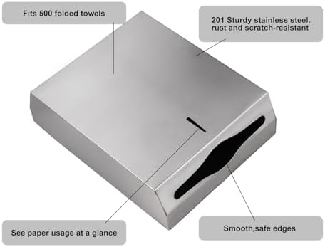 HEY FOLY Commercial Paper Towel Dispenser Wall Mount Touchless Stainless Steel Lock Silver