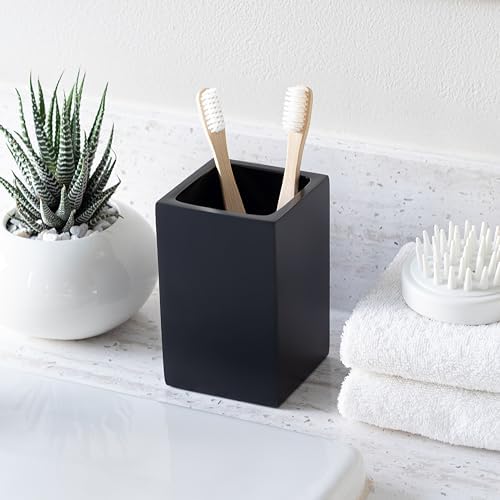 Matte Black Toothbrush and Toothpaste Holder for Bathroom Vanity and Countertop
