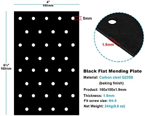 6 PCS Black Tie Plate Bracket for Wood Shelves