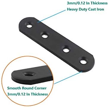 4-Pack Thick Black Iron Flat Mending Plate for Wood Furniture Repair