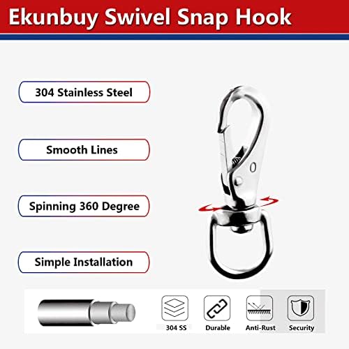 Ekunbuy Swivel Eye Snap Hooks 304 Stainless Steel Heavy Duty