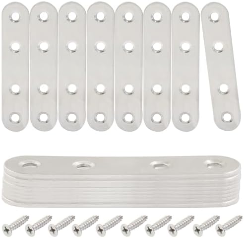 16-Piece 3-Inch Stainless Steel Straight Bracket for Furniture Repair