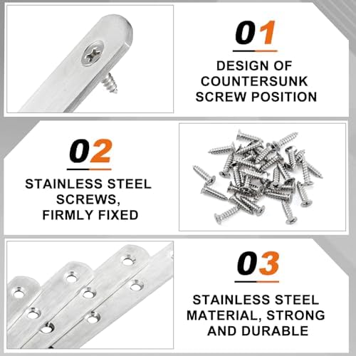 Zonon 20-Piece Flat Mending Plate Set Stainless Steel Durable Rust-Resistant