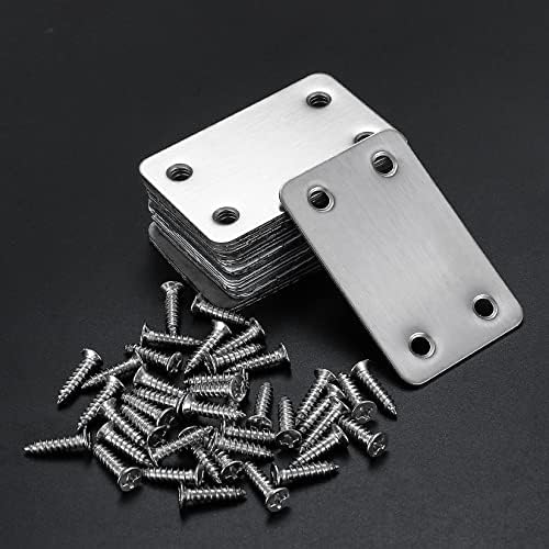 20-Piece Stainless Steel Flat Mending Plates for Wood Furniture