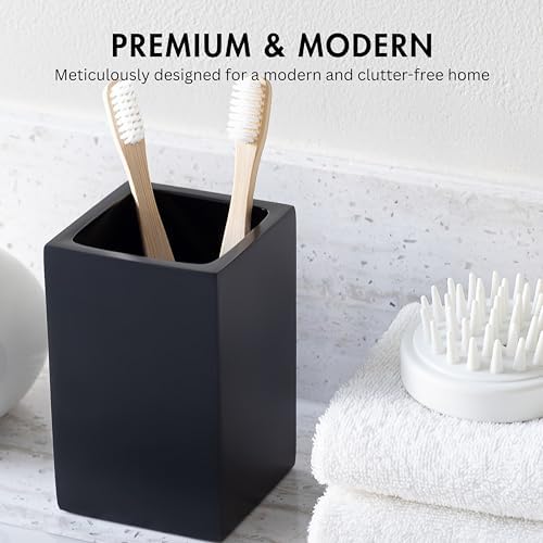 Matte Black Toothbrush and Toothpaste Holder for Bathroom Vanity and Countertop