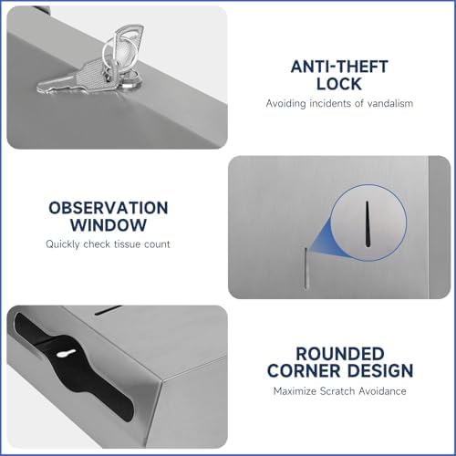 AIKE Stainless Steel Wall Mount Towels Dispenser 400 Sheets