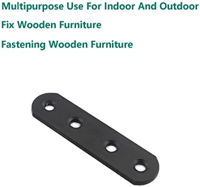 4-Pack Thick Black Iron Flat Mending Plate for Wood Furniture Repair