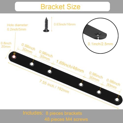 8-Piece Set of Rust-Resistant Stainless Steel Flat Mending Brackets