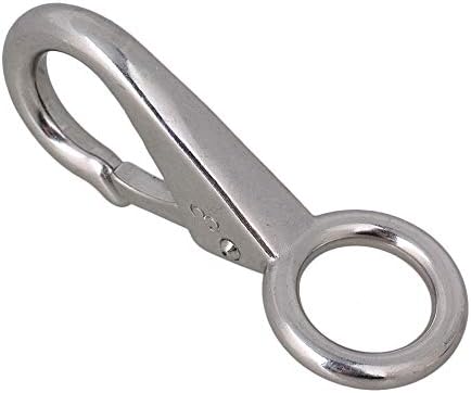 BQLZR 97mm 304 Stainless Steel Spring Loaded Fixed Eye Boat Snap Hook