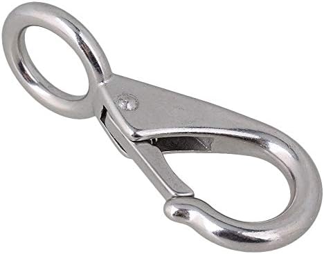 BQLZR 97mm 304 Stainless Steel Spring Loaded Fixed Eye Boat Snap Hook