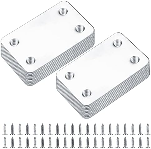 20-Piece Stainless Steel Flat Mending Plates for Wood Furniture