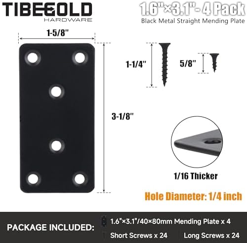 TIBEGOLDDurable Mending Plate Set for Wood Furniture Fences