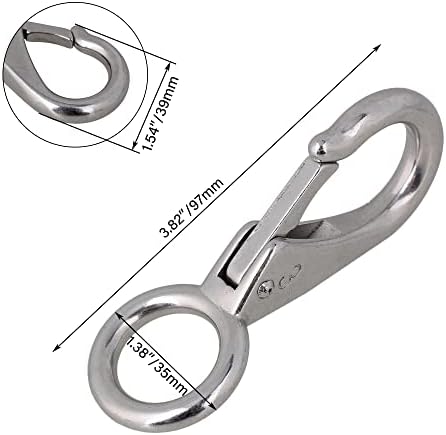 BQLZR 97mm 304 Stainless Steel Spring Loaded Fixed Eye Boat Snap Hook