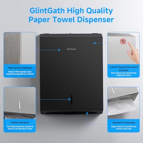 GlintGath 304 Stainless Steel Touchless Paper Towel Dispenser