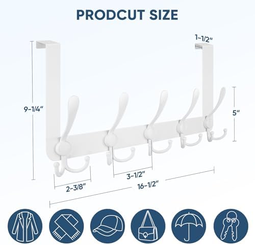 Extra Strong Over-the-Door Hook for Bathroom Bedroom Use