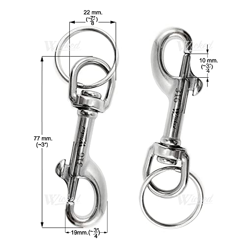 WICKED 316 Stainless Steel Swivel Eye Single Snap Bolt 6 Pack