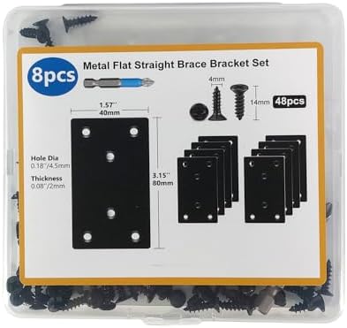 QSJ 8-Pack Stainless Steel Flat Mending Plate for Wood Furniture