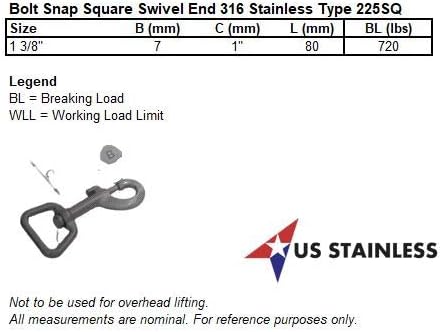 US Stainless 316 Marine Grade Bolt Snap