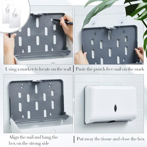 Yaomiao 2 Pcs Wall Mount Paper Towel Dispenser No Drilling Commercial