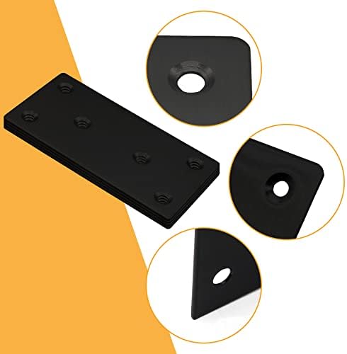 4-Piece Stainless Steel Flat Straight Brace Bracket Black for Wood Fixtures