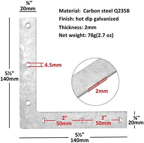 10 x 5-12 x 34 L-Shaped Flat Mending Plates