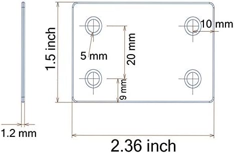 Hulless 24 x 15 Inch Metal Flat Straight Brace Bracket 12 Pcs