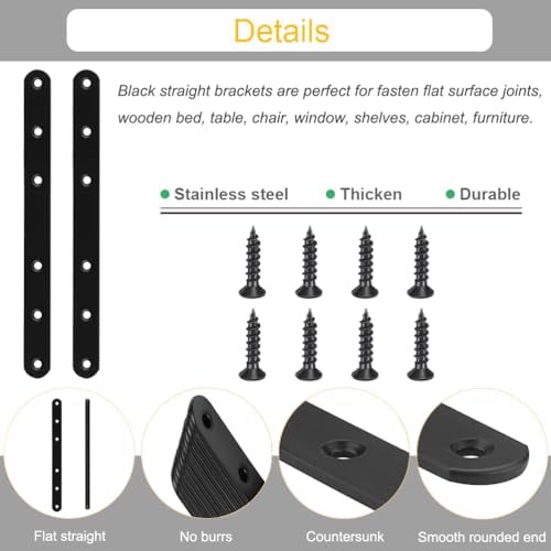 8-Piece Set of Rust-Resistant Stainless Steel Flat Mending Brackets