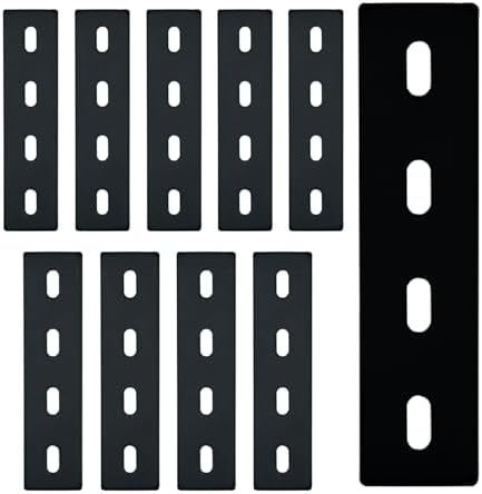10 Pack Flat Straight Metal Braces 6 Inch Black Repair Plates