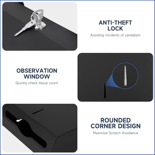 AIKE 400-sheet stainless steel wall mount dispensor with lock black