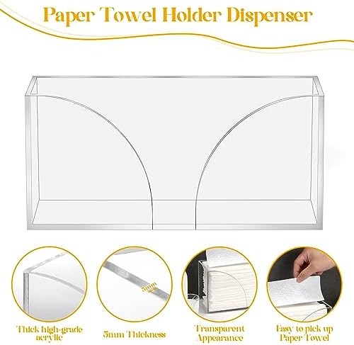 2PCS Acrylic Paper Towel Dispenser for Countertop Bathroom Kitchen