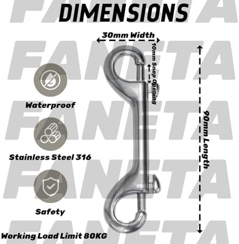 316 Stainless Steel Double Ended Bolt Snap Hook 2-Pack