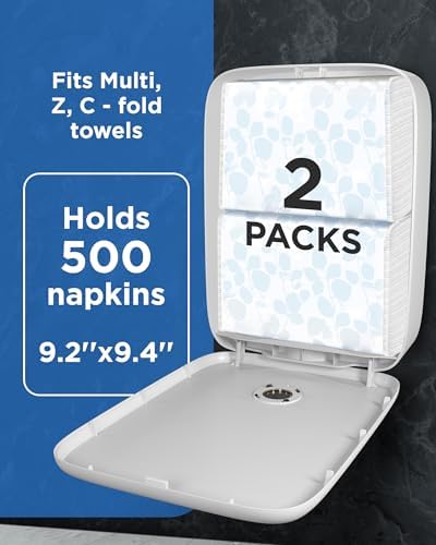 Multifold Commercial Paper Towel Dispenser Wall Mount - Sturdy Durable Modern Design White