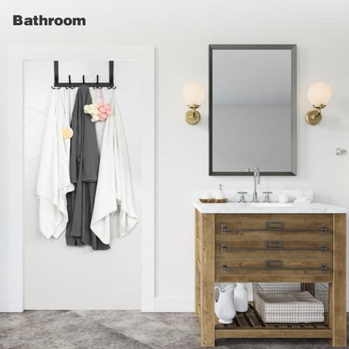 Optish Over The Door Hanger with 5 Triple Coat Hooks Black