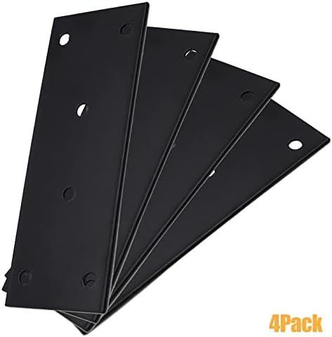 4-Piece Stainless Steel Flat Straight Brace Bracket Black for Wood Fixtures