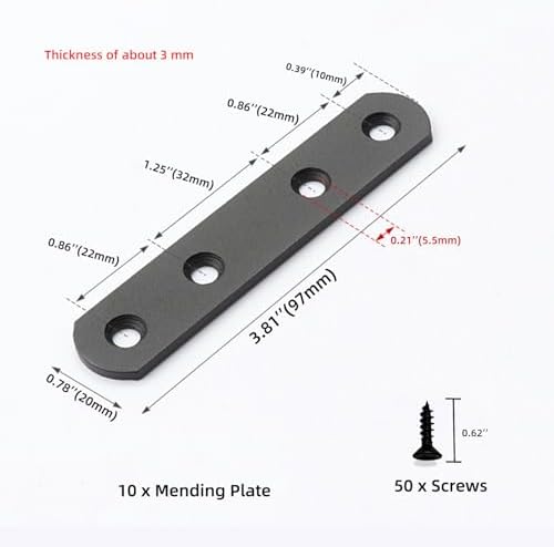 10-Piece Metal Mending Plate Set for Wood Fixtures