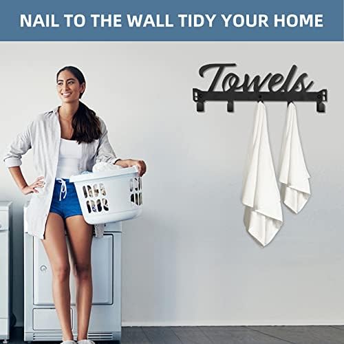 Space-Saving Over-Door Towel Rack with 5 Hooks