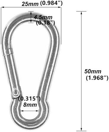8Pcs 304 Stainless Steel Pad Eye and Snap Hooks with Screws Anchors