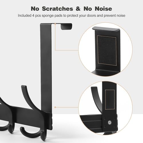 Optish Over The Door Hanger with 5 Triple Coat Hooks Black