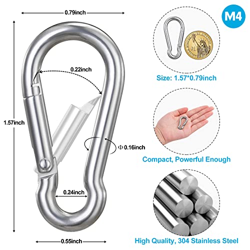 10-Piece Stainless Steel Carabiner Clips for Keys and Hiking