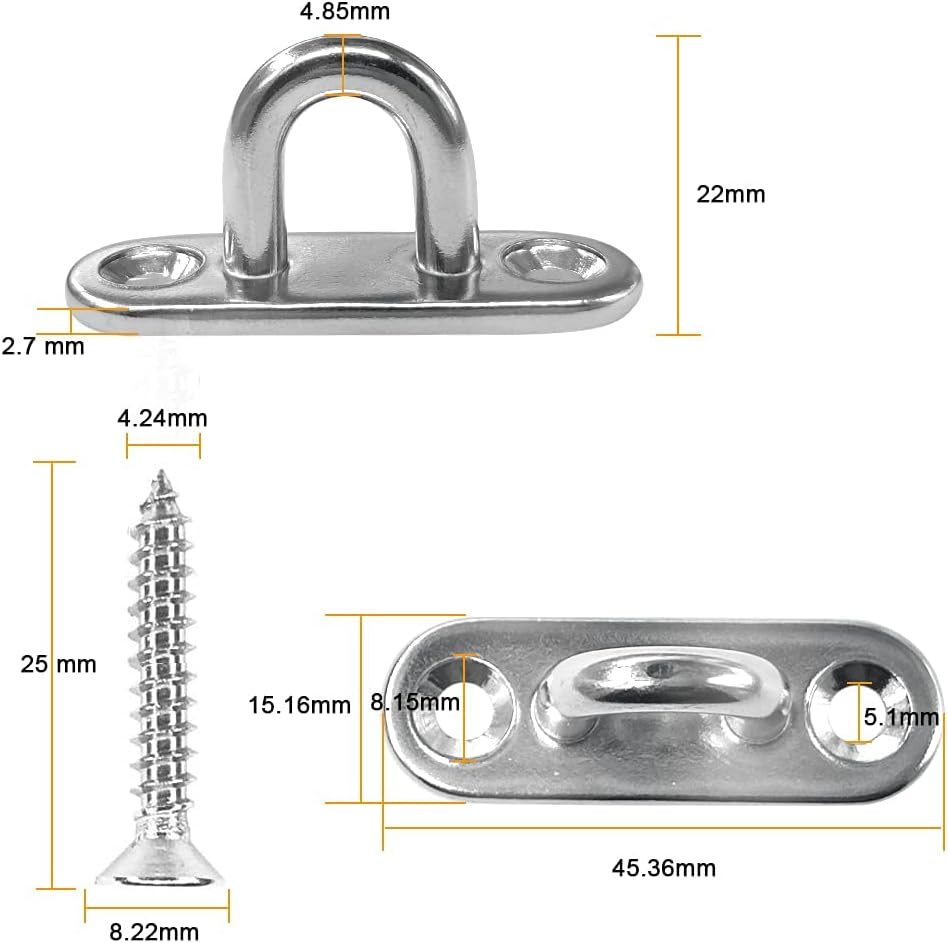 Sturdy Stainless Steel U Hooks Set for Marine Use