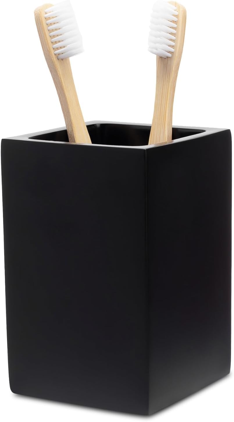 Matte Black Toothbrush and Toothpaste Holder for Bathroom Vanity and Countertop