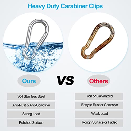 10-Piece Stainless Steel Carabiner Clips for Keys and Hiking