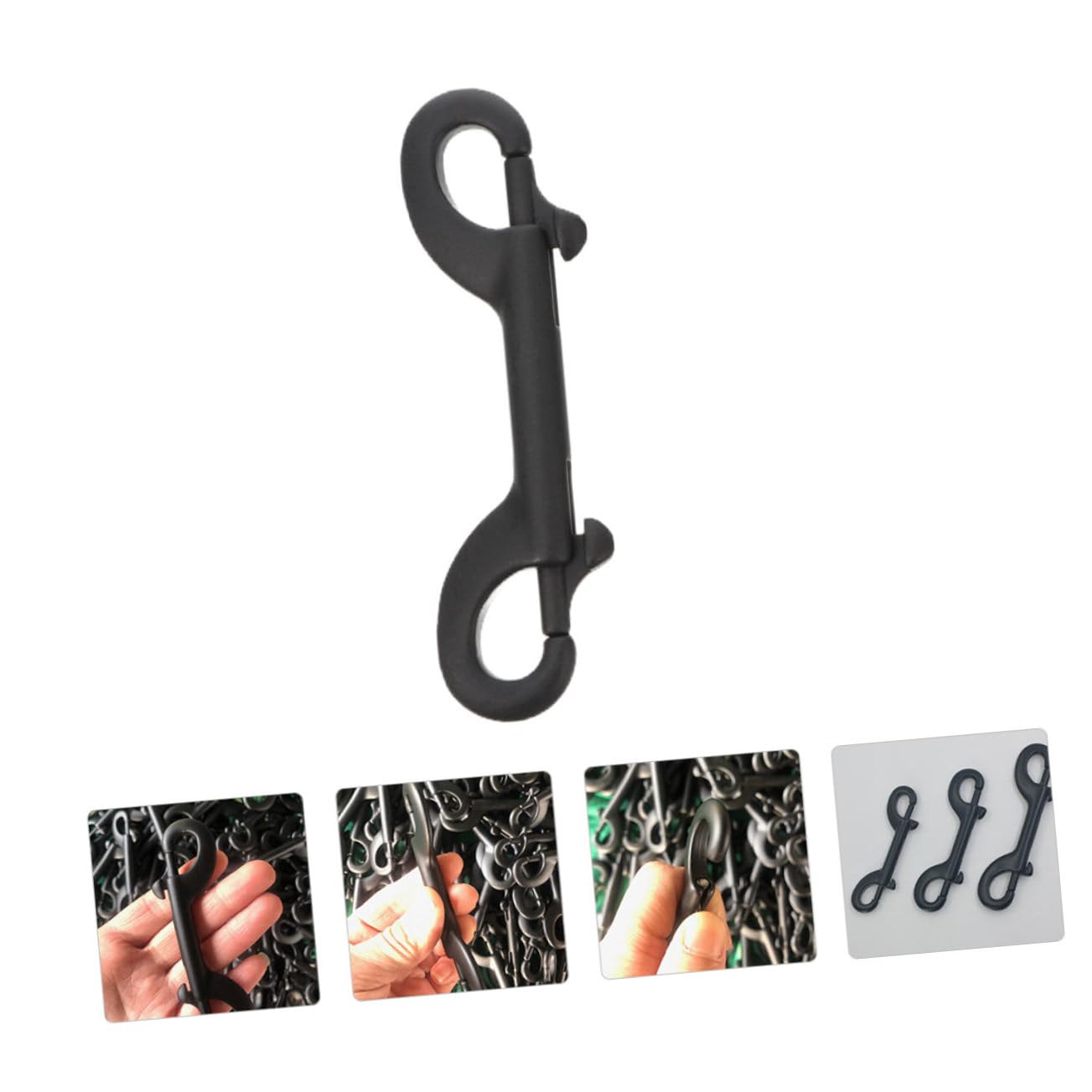 Double-Ended Stainless Steel Dog Leash Hook Black