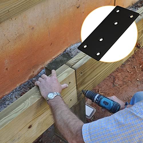 4-Piece Stainless Steel Flat Straight Brace Bracket Black for Wood Fixtures